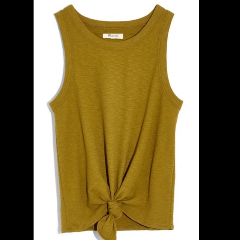 Madewell audio knot front tank in spiced olive